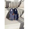 Dearfoams Men’s Adjustable Indoor/Outdoor Memory Foam Machine Washable Summer Slide Slipper(Navy Blazer (Quilted))