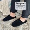 Dearfoams Men’s Bradford Genuine Suede House Shoe Scuff Slipper(Black 2)