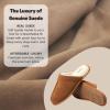 Dearfoams Men’s Bradford Genuine Suede House Shoe Scuff Slipper(Chestnut 2)