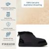 Dearfoams Men’s Fireside Nylon Australian Shearling Water Resistant Après Winter Warm Up Bootie Snow Boot(Black)