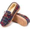 Dearfoams Mens Indoor Outdoor Breathable Pierce Moccasin(Blue Plaid)