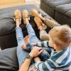 Dearfoams Men’s Matching Family Holiday Christmas Reindeer & Turkey Scuff Slippers(Men’s Turkey)