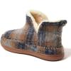 Dearfoams Men’s Memory Foam Indoor House Slippers Brixen Ankle Boot House Shoes – Gifts for Men(Blue Plaid)
