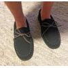 Dearfoams Men’s Microsuede Moccasin with Tie Slipper(Black)
