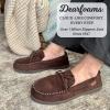 Dearfoams Men’s Microsuede Moccasin with Tie Slipper(Brown)