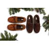 Dearfoams Men’s Microsuede Moccasin with Tie Slipper(Chestnut)