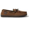 Dearfoams Men’s Microsuede Moccasin with Tie Slipper(Chestnut)
