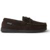Dearfoams Men’s Microsuede Moccasin with Tie Slipper(Coffee)