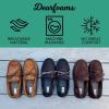 Dearfoams Men’s Microsuede Moccasin with Tie Slipper(Solid Black)