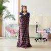 Dearfoams Red Tartan Plaid Printed Royal Plush with Sherpa reverse Adult Hooded Throw, 50″x60″