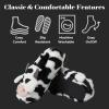 Dearfoams Unisex Adult Holiday Christmas Gift Family Matching Santa Reindeer Teddy Bear Plush Memory Foam Slippers(Adult Cow)