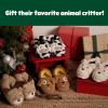 Dearfoams Unisex Adult Holiday Christmas Gift Family Matching Santa Reindeer Teddy Bear Plush Memory Foam Slippers(Dog)
