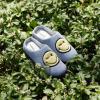 Dearfoams Unisex Adult Smile Icon Retro Preppy Slippers(Women’s Blue)