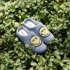 Dearfoams Unisex Adult Smile Icon Retro Preppy Slippers(Women’s Grey)