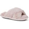 Dearfoams Unisex-Child Ava Kids Printed Detail faux faux fur Cross Band Slide Slipper(Pale Mauve)