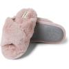 Dearfoams Unisex-Child Ava Kids Printed Detail faux faux fur Cross Band Slide Slipper(Pale Mauve)