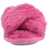 Dearfoams Unisex-Child Ava Kids Printed Detail faux faux fur Cross Band Slide Slipper(Pink Polish)