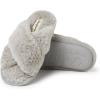 Dearfoams Unisex-Child Ava Kids Printed Detail faux faux fur Cross Band Slide Slipper(Sparkle Grey)