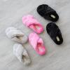 Dearfoams Unisex-Child Ava Kids Printed Detail faux faux fur Cross Band Slide Slipper(Sparkle Grey)