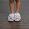 Dearfoams Unisex-Child Ava Kids Printed Detail faux faux fur Cross Band Slide Slipper(Sparkle Grey)