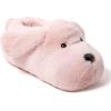 Dearfoams Women’s Cozyfoams Plush Animal Slippers – Fuzzy Character House Shoes Memory Foam Comfort(Peach Dog)