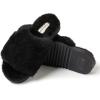 Dearfoams Women’s Fireside Cairns Shearling Easy on/Off Slide Sandal Slipper(Black)