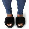 Dearfoams Women’s Fireside Cairns Shearling Easy on/Off Slide Sandal Slipper(Black)