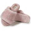 Dearfoams Women’s Fireside Cairns Shearling Easy on/Off Slide Sandal Slipper(Dusty Pink)