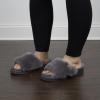 Dearfoams Women’s Fireside Cairns Shearling Easy on/Off Slide Sandal Slipper(Grey)