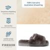 Dearfoams Women’s Fireside Cairns Shearling Easy on/Off Slide Sandal Slipper(Grey)