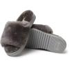 Dearfoams Women’s Fireside Cairns Shearling Easy on/Off Slide Sandal Slipper(Grey)
