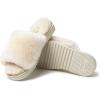 Dearfoams Women’s Fireside Cairns Shearling Easy on/Off Slide Sandal Slipper(Natural)