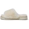 Dearfoams Women’s Fireside Cairns Shearling Easy on/Off Slide Sandal Slipper(Natural)