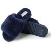 Dearfoams Women’s Fireside Cairns Shearling Easy on/Off Slide Sandal Slipper(Navy)