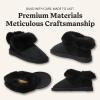 Dearfoams Women’s Fireside Shearling Water Resistant Indoor/Outdoor Foldover Boot Slipper(Black)