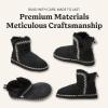 Dearfoams Women’s Fireside Shearling Water Resistant Indoor/Outdoor Foldover Boot Slipper(Black Taping)