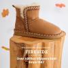 Dearfoams Women’s Fireside Shearling Water Resistant Indoor/Outdoor Foldover Boot Slipper(Black Taping)