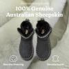 Dearfoams Women’s Fireside Shearling Water Resistant Indoor/Outdoor Foldover Boot Slipper(Black Taping)