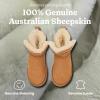 Dearfoams Women’s Fireside Shearling Water Resistant Indoor/Outdoor Foldover Boot Slipper(Chestnut Taping)