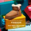 Dearfoams Women’s Fireside Shearling Water Resistant Indoor/Outdoor Foldover Boot Slipper(Chestnut Taping)