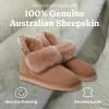 Dearfoams Women’s Fireside Shearling Water Resistant Indoor/Outdoor Foldover Boot Slipper(Driftwood)