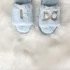 Dearfoams Women’s Giftable I Do & I Do Crew Bride Slippers for Weddings and Bachelorette Party(I Do Blue)