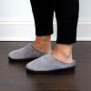 Dearfoams Women’s Lightweight Memory Foam Indoor House Slipper Darcy Velour Clog with Wide Widths(Medium Grey)
