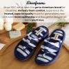 Dearfoams Women’s Melanie Colorblocked Microfiber Terry Thong Slipper(Blue Stripe)