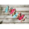 Dearfoams Women’s Melanie Colorblocked Microfiber Terry Thong Slipper(Tropical Print)