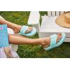 Dearfoams Women’s Melanie Colorblocked Microfiber Terry Thong Slipper(Tropical Print)