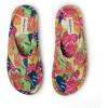 Dearfoams Women’s Melanie Colorblocked Microfiber Terry Thong Slipper(Tropical Print)