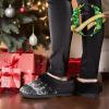 Dearfoams Women’s Memory Foam Cozy Soft House Slippers Gifts for Women Hannah Knit Clog House Shoes(Black/White)