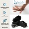 Dearfoams Women’s Memory Foam Cozy Soft House Slippers Gifts for Women Hannah Knit Clog House Shoes(Black/White)
