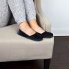 Dearfoams Women’s Microfiber Velour A-Line Flat(Black)